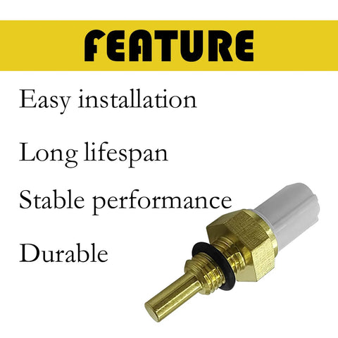 Close-up: GolTHd coolant temperature sensor with brass threaded body and gray plastic connector