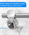 Top view of 24 Inch Suction Cup Towel Bar No Drill For Smooth Surfaces Only Chrome Finish Easy Install on tile surface