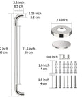 2 Pack 32 Inch Anti Slip Shower Grab Bar Handles Knurled Stainless Steel Safety Hand Rails Chrome Finish 1.25 Inch Diameter Heavy Duty Support for Seniors and Handicap Bath Accessibility with mounting hardware and measurements displayed.