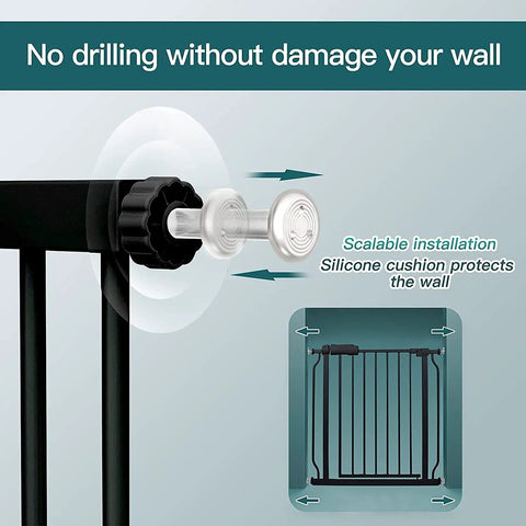Close-up of installation feature for Narrow Baby Gate For Tight Doorways And Small Spaces Indoor Safety Gate with no drilling required.