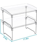 Heavy Duty 2 Pack Stackable Kitchen Counter Spice Rack And Cabinet Organizer Shelf Featuring Clear Plastic Base With Sturdy Stainless Steel Supports For Pantry Bathroom Vanity Organization That Truly Slaps, dual tier design