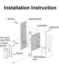 Installation diagram of 6.3 Inch Privacy Pocket Door Lock Hardware With Key For Double Barn Doors Matte Black Zinc Alloy Construction