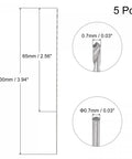 Diagram of Five Pack 0.7mm Mini Micro Twist Drill Bits High Speed Steel Straight Shank Extra Long 100mm dimensions in detail