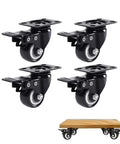 Set Of 4 Heavy Duty Swivel Caster Wheels With Secure Brakes, featuring black polyurethane rollers for smooth movement.