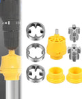 Heavy Duty Pvc Pipe Threader Kit For Electric Drill Quick Connect Die Set with yellow and silver tools for efficient plumbing use.