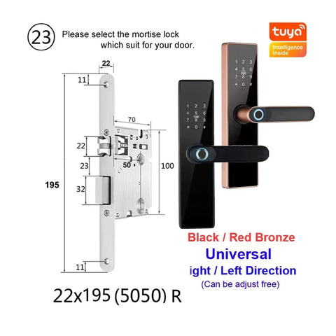 WiFi Smart Door Lock With Fingerprint Keyless Entry Electronic Security System App Control Passcode And IC Card Backup Built In Voice Prompt Lets You Secure Your Pad With Ease In Sleek Black Finish detailed with specifications and mounting options.