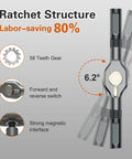 34 In 1 Magnetic Screwdriver Set With Ratcheting Handle, showing 58 teeth gear and magnetic interface.