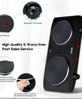 Double Cast Iron Two Burner Portable Electric Stove with 1800W Dual Burners, adjustable thermostat, and work indicator