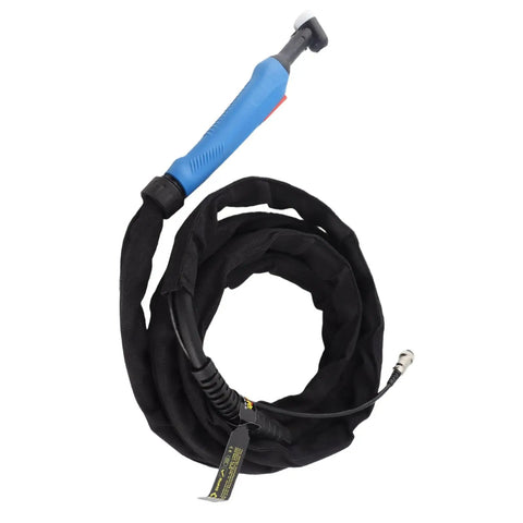 Flexible 4m Welding Torch With Ergonomic Grip And Smooth Surface coiled on white background