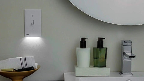 2 Pack LED Night Light For Single Pole Switches With Auto On Off Sensor illuminating bathroom, white glow