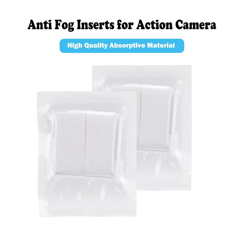 48 Pack Anti Fog Inserts For Action Camera Waterproof Housing, showing two packaged inserts in clear material, universal fit