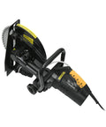 Heavy Duty 6800W Electric Circular Saw With Smooth Angle Adjustments For Easy Wood Metal Stone And Tile Cutting Comes With Blazing Blades Built Like A Tank For Real World DIY Grinds, showing the blade and handle design.