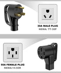 NEMA TT-30P To 14-50R EV Charger Adapter Cord For Level 2 Home Charging Converts 30A Dryer Outlet To 50A Outlet 3 Prong Adapter