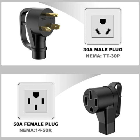 NEMA TT-30P To 14-50R EV Charger Adapter Cord For Level 2 Home Charging Converts 30A Dryer Outlet To 50A Outlet 3 Prong Adapter
