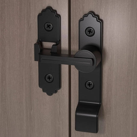 Pack Of 3 180 Degree Black Barn Door Locks And Latches With Handle For Cabinets Bathroom Closet Window Garage Security Lock