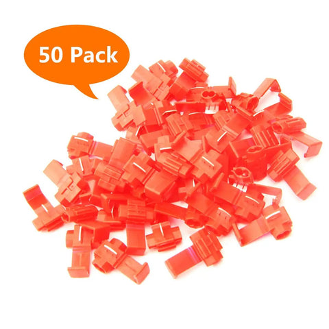 Easy Plug And Play Solderless Quick Splice Wire Connector Kit With 50 Red Color Coded Clips for 22 to 18 Gauge