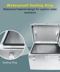 Top Tier Stainless Steel Tool Crate With Silent Hydraulic Struts showing waterproof sealing ring for enhanced water resistance.