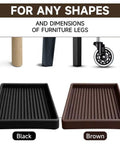 Black 4x4 Inch Square Rubber Caster Cups 4 Piece Anti Slip Furniture Feet Pads with grip for floor protection on hardwood and tile