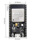 ESP32 Development Board With 2.4GHz WiFi And Bluetooth Dual Core MCU For Arduino IDE Low Power Ready For IoT Projects With AP STA And AP Plus STA Modes LWIP And FreeRTOS Support Safe Reliable Microcontroller showing dimensions