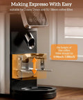 Premium Rock Solid Professional Conical Burr Coffee Grinder With Rust Proof Stainless Steel Body and Built In Portafilter Holder for espresso making.