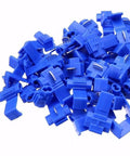 Solderless quick-splice wire connectors, blue insulated, 125-piece set for 22-10 AWG wires.