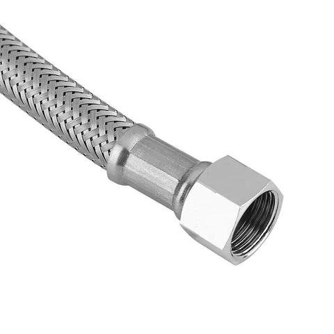 Flexible hose for Toilet Bidet Attachment Kit with Hot and Cold Water Diverter Valve, showing metal braided design.