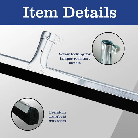 Close-up of Six Pack 18 Inch Double Foam Floor Squeegees with EVA Foam Blade and Stainless Steel Frame details
