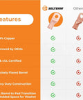 Comparison chart of Heavy Duty Beefy Bare Copper Battery Lugs 25 Pcs 0000 Gauge Ring Terminals with features and competitor.