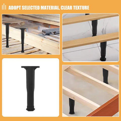 Four Piece Adjustable Furniture Leg Set For Beds And Dining Tables Heavy Duty Steel And Plastic Feet installation view