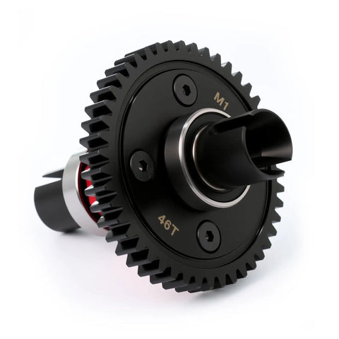 Beefy 46T Metal Spur Gear Center Diff Straight Shaft For Traxxas 1 8 Sledge 4WD RC Truck Upgrade Red shown on white background