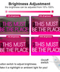 This Must Be The Place Neon Sign Pink Wall Decor For Bedroom And Party Vibes, brightness settings display with control switch