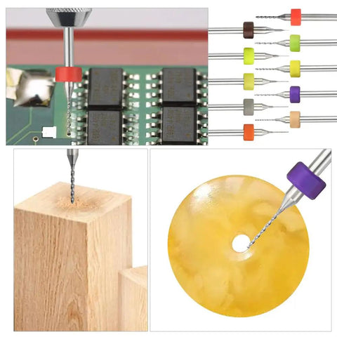 20 Pcs Tungsten Carbide Micro Drill Bits Set For PCB Work Shanks 0.1mm To 1.0mm (2 Each) Pro Grade High Precision Bits in use