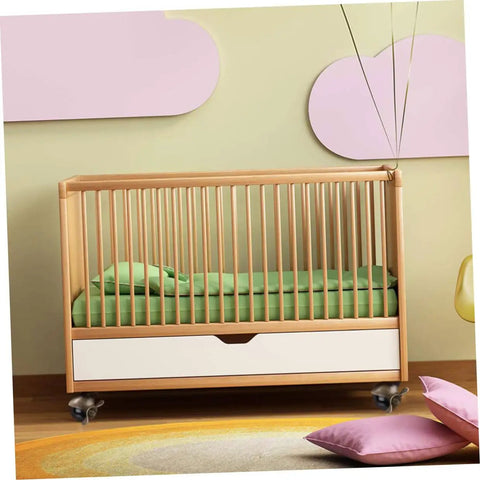 Built Different Vintage Brass Plate Casters For Furniture With Locking Brakes Swivel Rollers Four Pack on a baby crib.