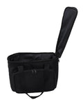 Portable Coffee Maker Carrying Bag With Padded Insulation And Multiple Pockets shown open, revealing spacious interior for travel use.