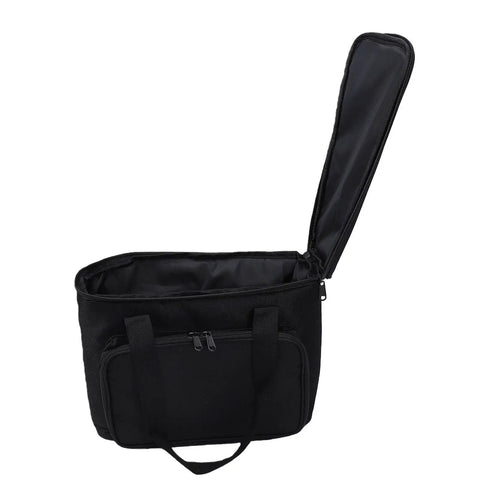 Portable Coffee Maker Carrying Bag With Padded Insulation And Multiple Pockets shown open, revealing spacious interior for travel use.