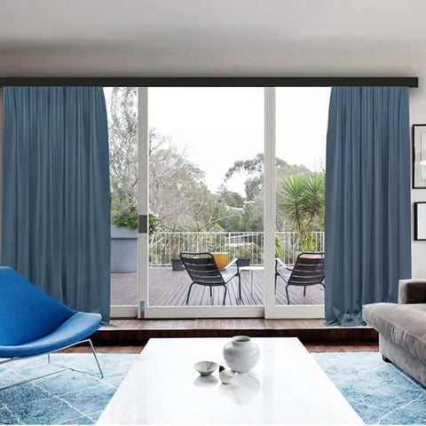 Four In One Curtain Pelmet With Double Rails And Decorative Panel Custom Length Ceiling Mount Optional Smart Light Belts in living room