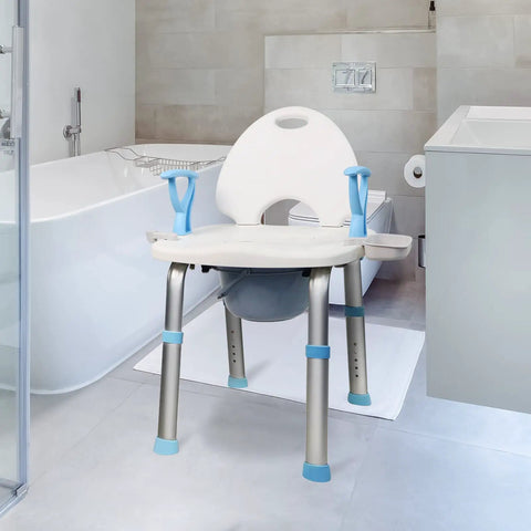 2 In 1 Shower Chair With Commode Bath Bench Inside Shower With Back And Arms Heavy Duty 450lbs Capacity
