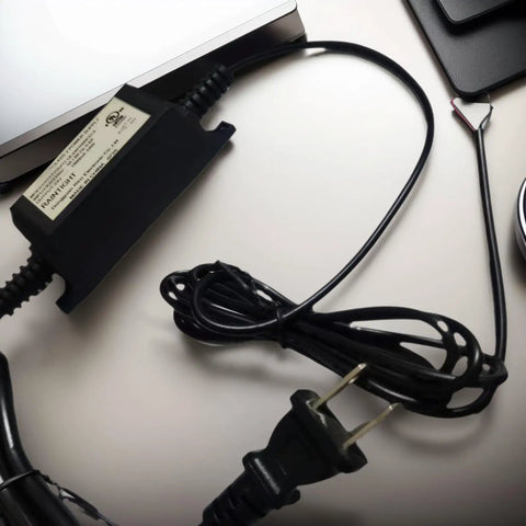 24V DC 1A LED Power Supply, 24W Constant-Voltage Transformer, AC 100-240V to DC 24V, IP67 Waterproof Direct-Insert Switch, Black