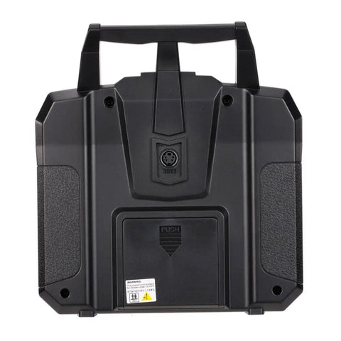 Back view of Flysky FS I6X 2.4GHz 10 Channel AFHDS 2A RC Transmitter with textured grip and battery compartment