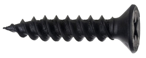 Phillips Flat Head Twinfast Wood Screws Black Phosphate Heavy Duty Steel Fasteners For Cabinet Assembly Diy And Home Construction Easy Install With Rock Solid Grip Tough Enough For Any Weekend Warrior Project Number 10 X One Inch, side view.