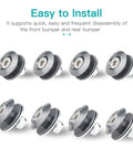 Universal Car Bumper Quick Release Kit with titanium four release tabs and twelve O ring fasteners arranged for easy installation.