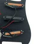 Close-up of SSS Electric Guitar Loaded Pickguard Prewired Replacement 11 Hole Dark Black PVC 3 Ply Scratch Resistant Wear Panel