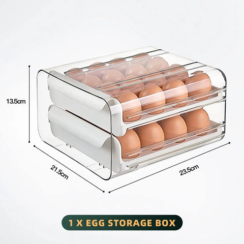 32 Grid Double Layer Egg Holder For Fridge Stackable Clear White Egg Organizer Tray Keeps Eggs Safe Fresh And Easy To Access
