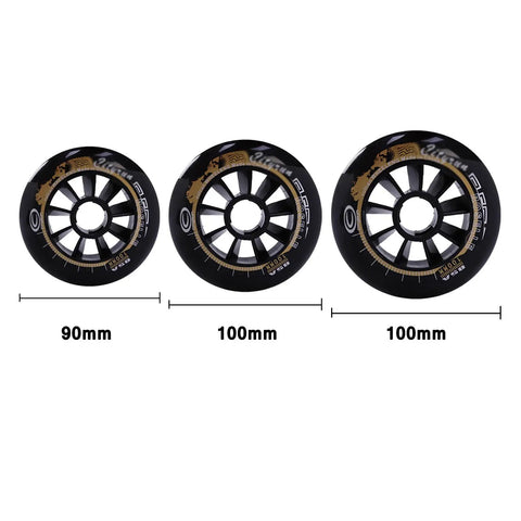 Inline Skate Wheels 6/8 Pack For Outdoor And Indoor Use 85A Hardness 90mm 100mm 110mm Options with size comparison