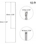 Handy 0.9mm Mini Micro Twist Drill Bits Set, 10 Pcs, Extra Long 100mm HSS Straight Shank dimensions diagram