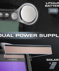 Auto Darkening Welding Helmet With Large 3.94 By 3.27 Inch Viewing Screen True Color Solar Powered Four Arc Sensors, lithium and solar power sources.