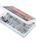 Open 236 Piece Metric ATV Bolt Kit with nuts, cotter pins, rivets, and washers in divided organizer for late model ATVs.
