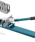 PVC Wire Duct Cutter Tool for Open Slot Duct and Cover Cutting, 45 and 90 Degree Angles, Max 100 mm Wide Cut, shown with adjustable blade.