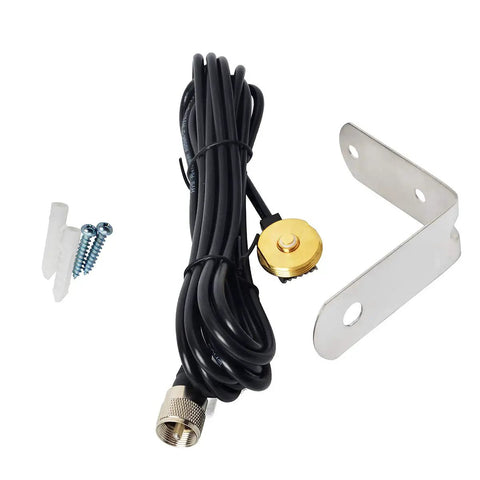Dual Band NMO 20 Inch Mobile Antenna With 13 Ft RG58 Cable For 144 To 430 MHz, 100W, L Shape Mount Bracket, NMO To UHF PL259