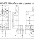 Precision Hollow Rotary Table With Super Smooth 360 Degree Stepper Servo Motor And Serious 15 Nm Torque Built Tough For Pro Grade Automation Projects Featuring Dead Simple 22 Mm Input Shaft technical drawing showing motor dimensions and features.